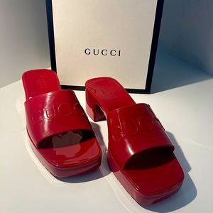 Gucci red rubber heels